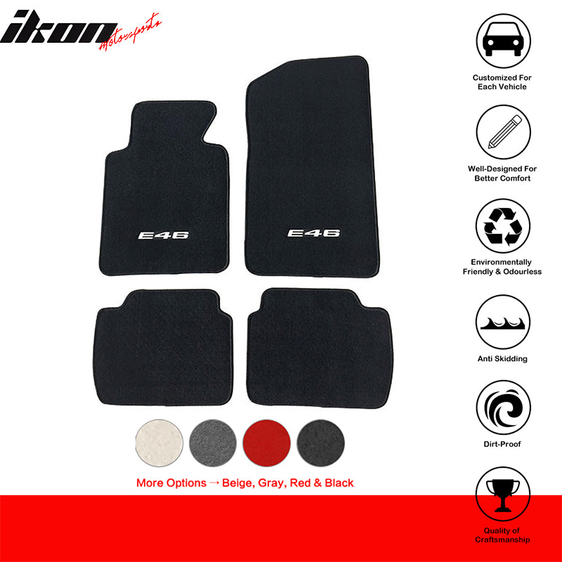 Car Floor Mat for 1999-2005 BMW E46 3 Series 2001-06 M3 Logo 4PC