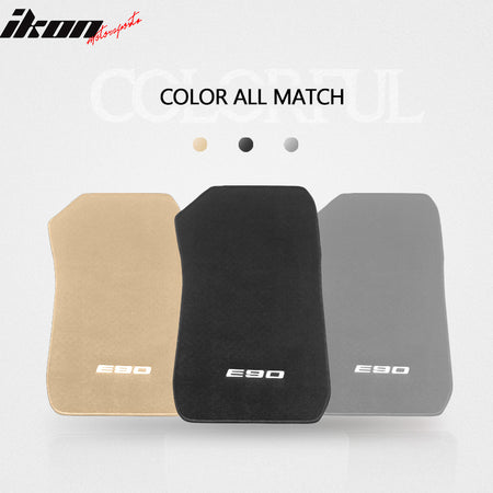 06-11 E90 3 Series Floor Mats Liner Nylon Carpets Black w/ E90 Logo FOR: (BMW)