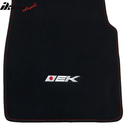 Fits 96-00 Honda Civic Floor Mats Liners Nylon Black w/ EK Logo Auto Carpet 4PC