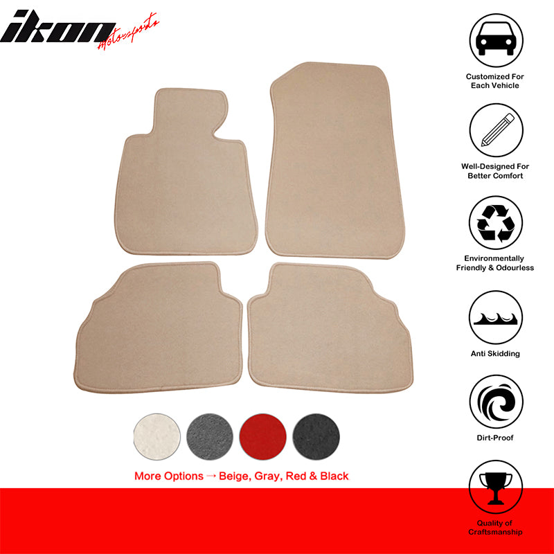 Car Floor Mat for 2007-2013 BMW E92 3 Series Beige Carpet 4PC Nylon