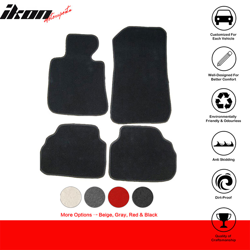 Car Floor Mat for 2007-2013 BMW E92 3 Series Black Carpet 4PC Nylon