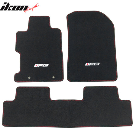 Fits 06-11 Honda Civic Black Nylon Floor Mats Red Stitching Carpets w/ FG Logo