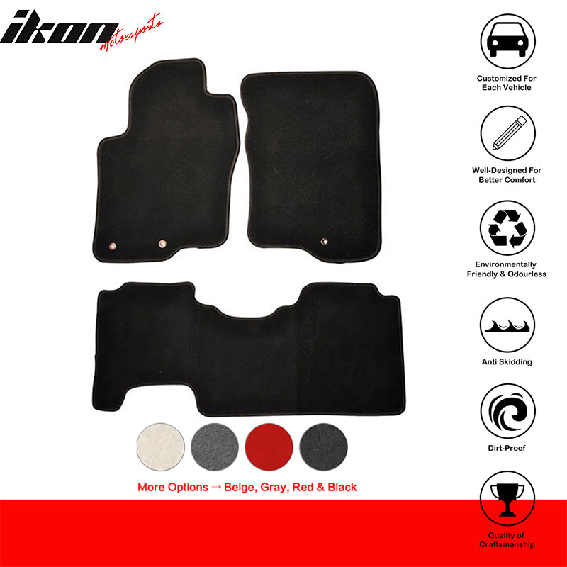 Car Floor Mat for 2005-2010 Nissan Frontier Black Carpet 3PC Nylon