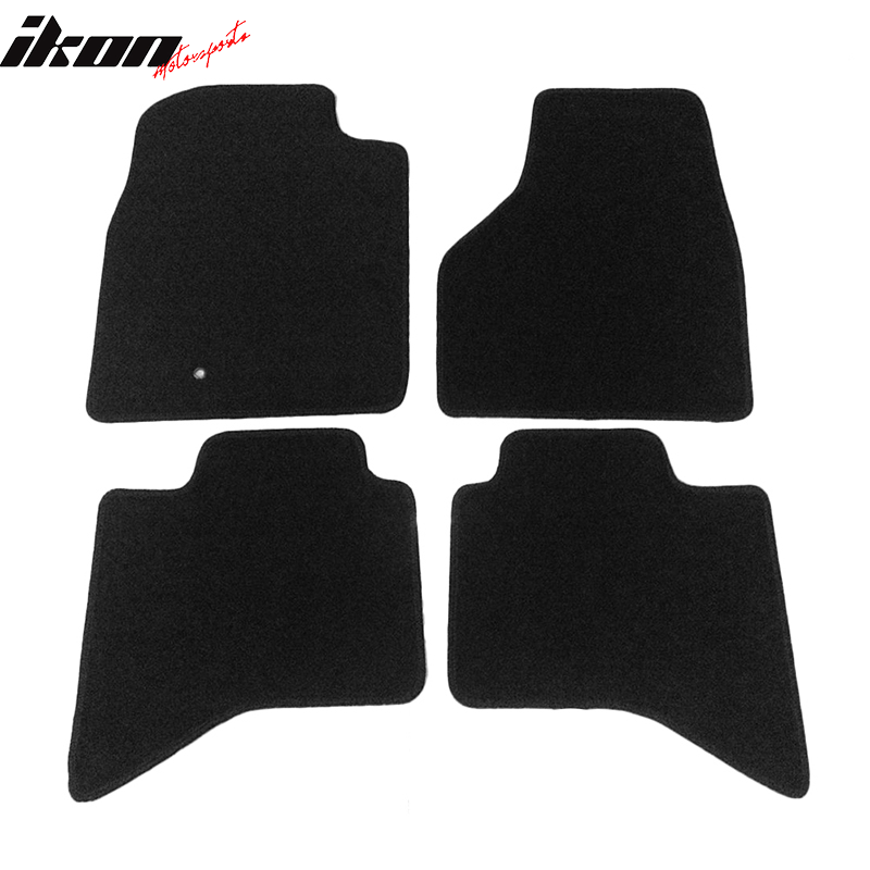 Floor Mats Compatible With 2009-2012 Dodge Ram, 2Dr 4Dr Factory Fitment Car Floor Mats Front & Rear Nylon by IKON MOTORSPORTS, 2010 2011 2012