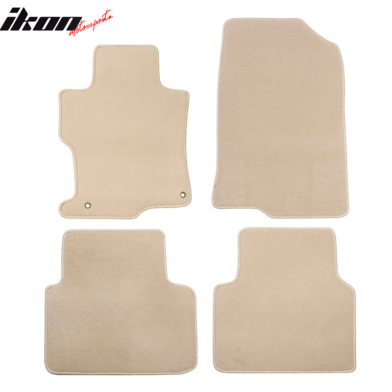 Fits 08-12 Honda Accord Floor Mats Nylon Beige Non-Slip Auto Carpets 4PC Set