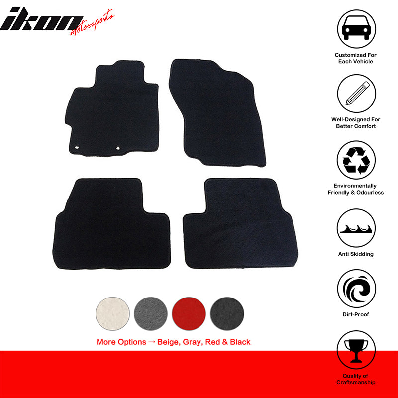 Floor Mats Compatible With 2008-2017 Mitsubishi Lancer, 4Dr Factory Fitment Car Floor Mats Front & Rear Nylon by IKON MOTORSPORTS, 2009 2010 2011 2012 2013 2014 2015 2016