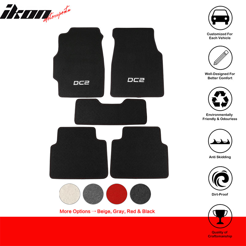 Car Floor Mat for 1994-2001 Acura Integra Black DC2 Logo 5PC Nylon