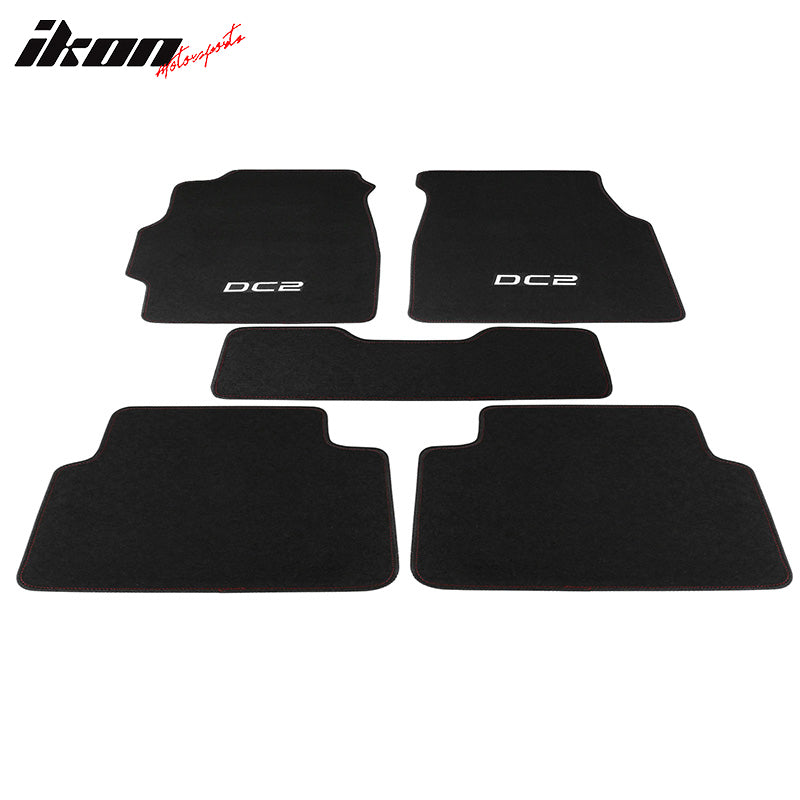 Fits 94-01 Acura Integra DC2 Logo 5PCS Floor Mats Carpet Front Rear Nylon Black