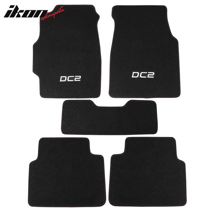 Fits 94-01 Acura Integra DC2 Logo 5PCS Floor Mats Carpet Front Rear Nylon Black