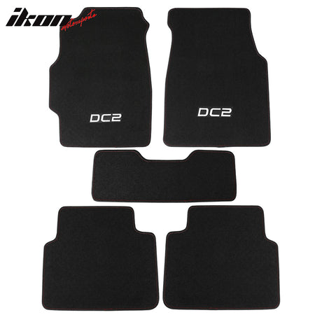 Fits 94-01 Acura Integra DC2 Logo 5PCS Floor Mats Carpet Front Rear Nylon Black