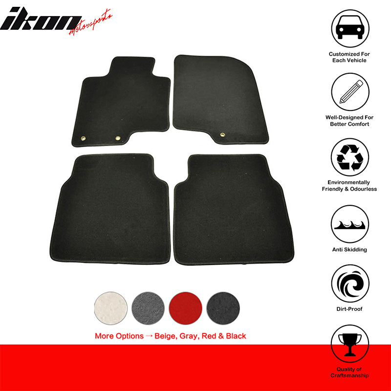 Floor Mats Compatible With 2010-2012 Hyundai Sonata, Nylon Front Rear Carpet by IKON MOTORSPORTS, 2011