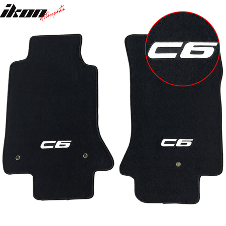 Fits 05-13 Chevrolet Corvette C6 Logo 2PCS Auto Floor Mats Carpets Nylon Black