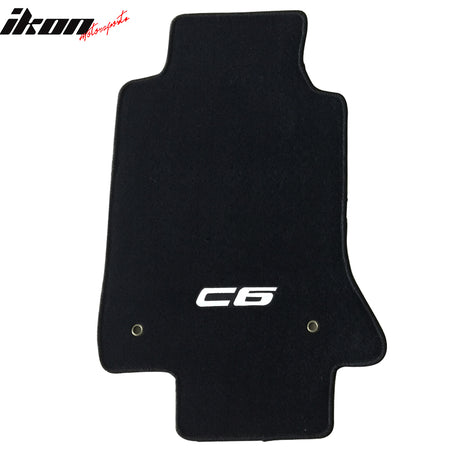 Fits 05-13 Chevrolet Corvette C6 Logo 2PCS Auto Floor Mats Carpets Nylon Black