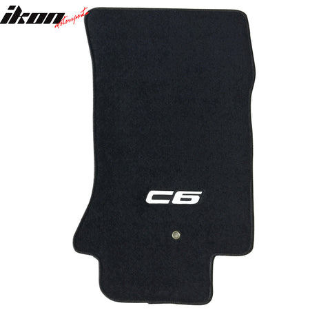 Fits 05-13 Chevrolet Corvette C6 Logo 2PCS Auto Floor Mats Carpets Nylon Black