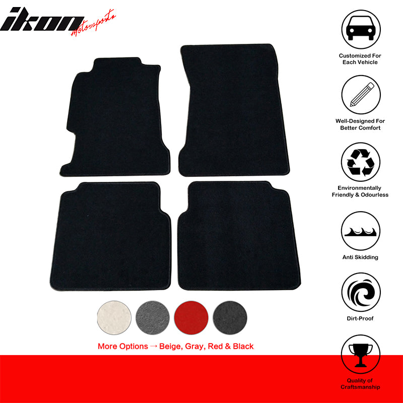 Car Floor Mat for 1994-1997 Honda Accord Black Carpet 4PC Nylon