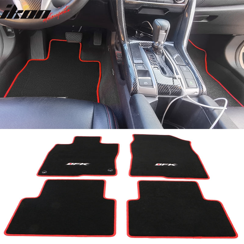 IKON MOTORSPORTS Floor Mat Compatible With 2016-2021 Honda Civic 4DR Factory Fitment Floor Mats Carpet Front & Rear 4PC Nylon