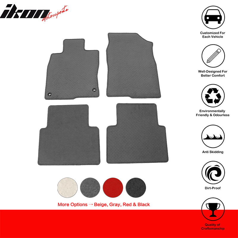 IKON MOTORSPORTS Floor Mat Compatible With 2016-2021 Honda Civic 4DR Factory Fitment Floor Mats Carpet Front & Rear 4PC Nylon