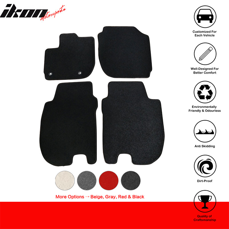 Floor Mat Compatible With 2015-2018 Honda Fit, Factory Fitment Floor Mats Carpet Front & Rear 4PC Nylon by IKON MOTORSPORTS, 2016 2017