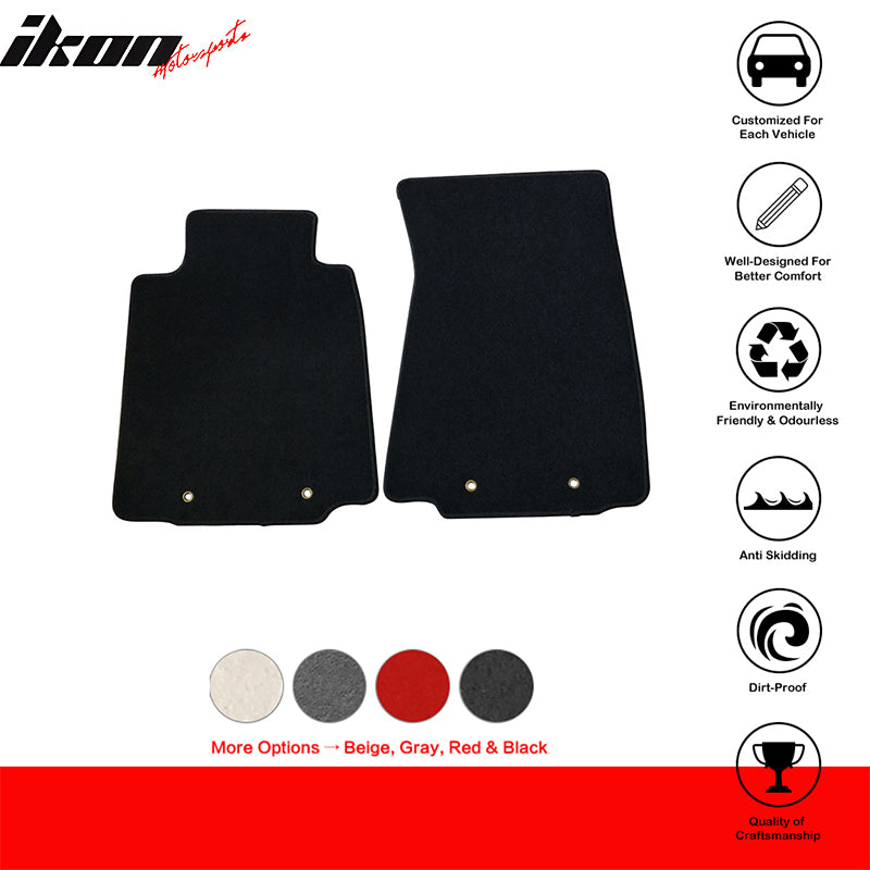 IKON MOTORSPORTS, Floor Mat Compatible With 2009-2019 Nissan 370Z, Factory Fitment Nylon Front Car Floor Mats Liner Carpets Replacement 2PCS