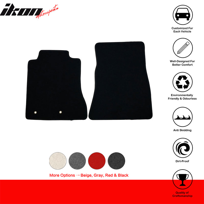 Car Floor Mat for 2015-2024 Ford Mustang Black Carpet 2PC Nylon