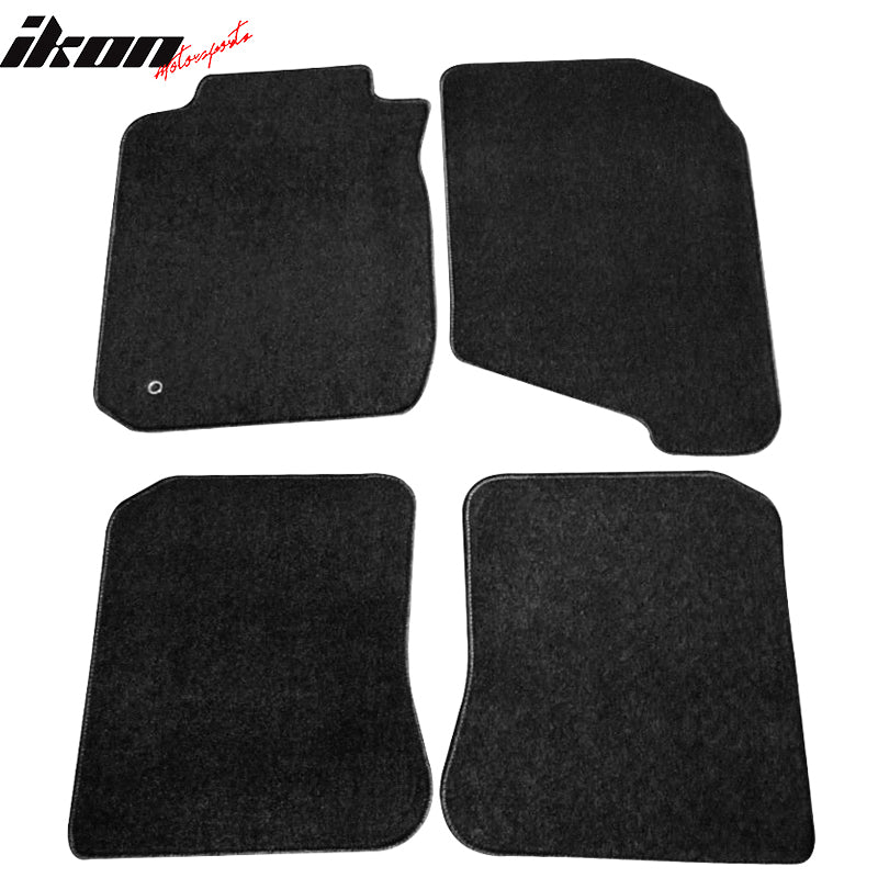 IKON MOTORSPORTS Floor Mats Carpet Compatible With 1998-2002 Toyota Corolla Front Rear Black Nylon Mats 4 Pieces Set