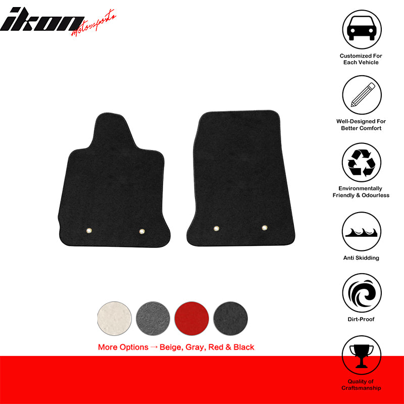 Car Floor Mat for 2014-2019 Chevy Corvette C7 Black Front  Nylon 2PC