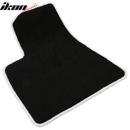 Fits 17-23 Tesla Model 3 Floor Mats Black Nylon Carpet Liner Guard w/ White Edge