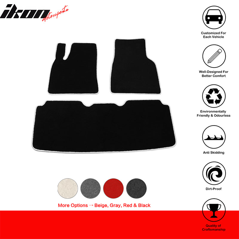 IKON MOTORSPRTS, Floor Mats Compatible With 2012-2019 Tesla Model S, Latex All Weather Car Front Rear Carpets Liner