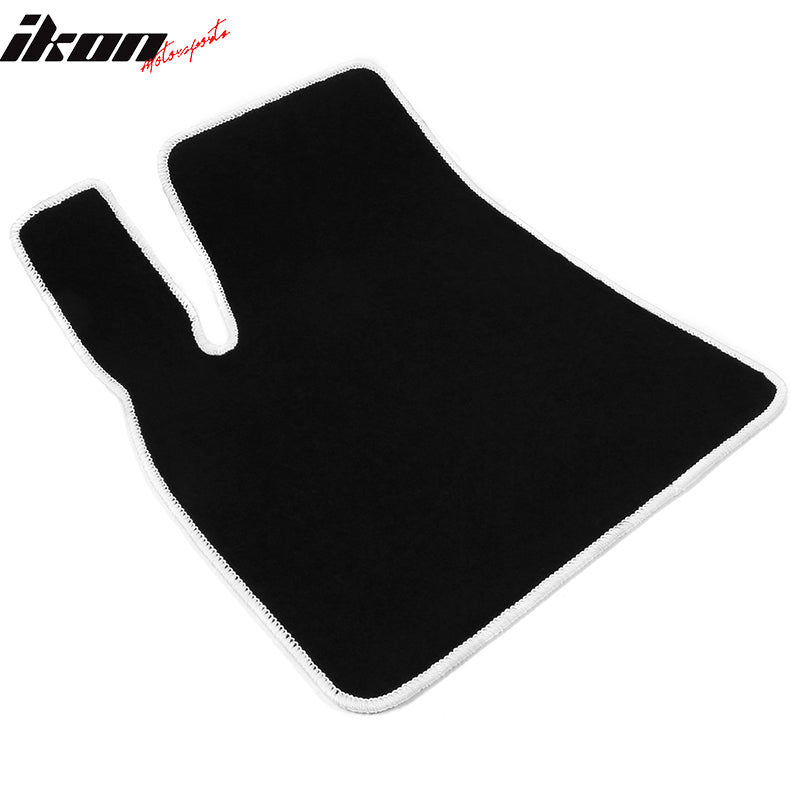 For 12-19 Tesla Model S Floor Mats Carpet Front Rear Nylon Black W/ White Border