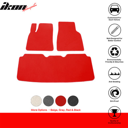 IKON MOTORSPRTS, Floor Mats Compatible With 2012-2019 Tesla Model S, Latex All Weather Car Front Rear Carpets Liner