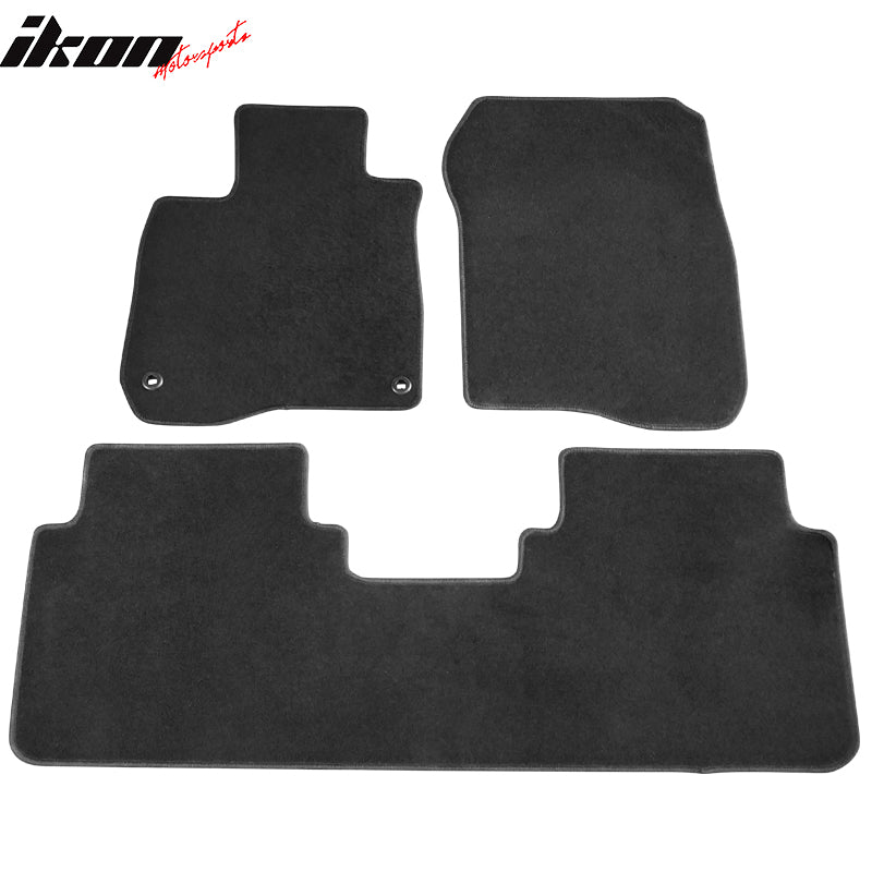 IKON MOTORSPORTS, Floor Mats Compatible With 2017-2022 Honda CR-V, Nylon Carpet Front & Rear 3PC Set, 2018 2019 2020