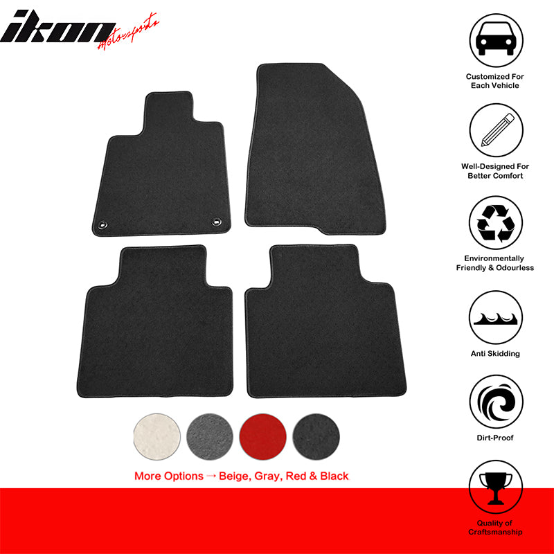 IKON MOTORSPORTS, Floor Mats Compatible With 2018-2022 Honda Accord, Nylon Carpet Front & Rear 4PC Set, 2019 2020