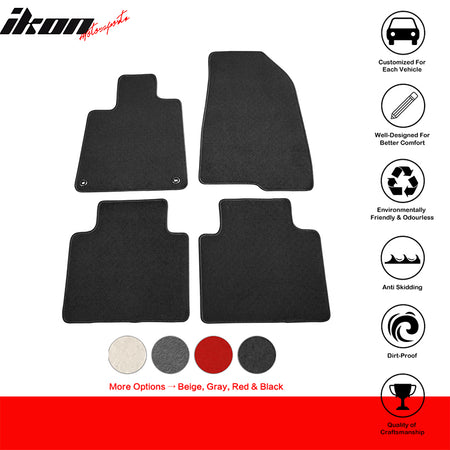 IKON MOTORSPORTS, Floor Mats Compatible With 2018-2022 Honda Accord, Nylon Carpet Front & Rear 4PC Set, 2019 2020