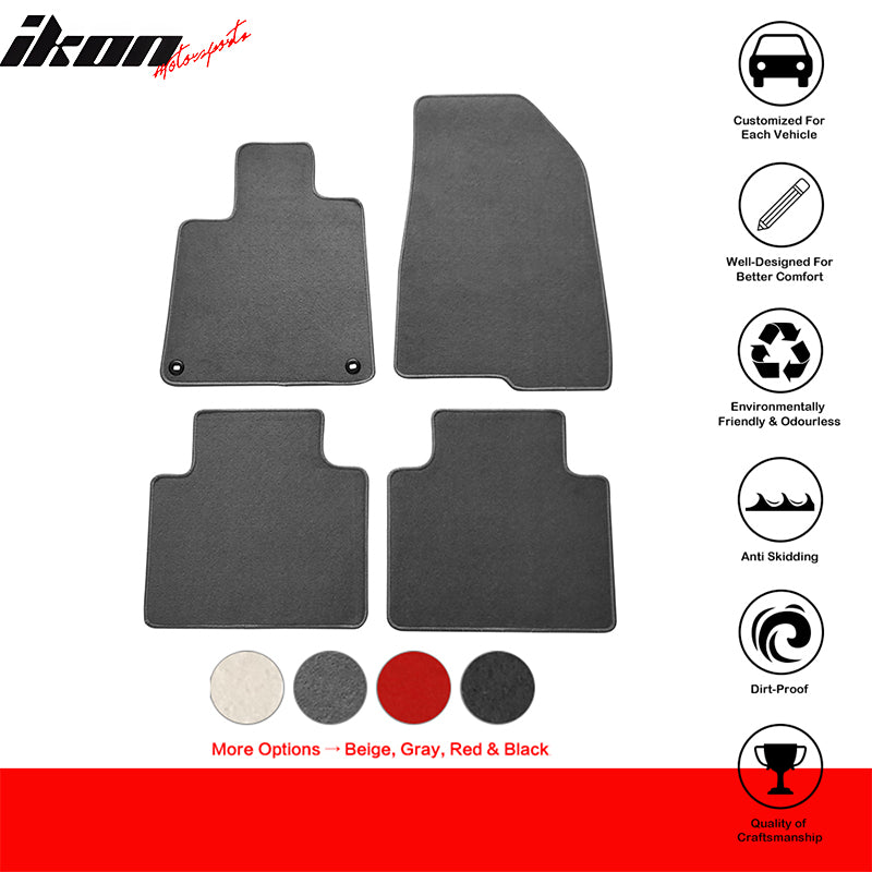 IKON MOTORSPORTS, Floor Mats Compatible With 2018-2022 Honda Accord, Nylon Carpet Front & Rear 4PC Set, 2019 2020