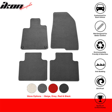 IKON MOTORSPORTS, Floor Mats Compatible With 2018-2022 Honda Accord, Nylon Carpet Front & Rear 4PC Set, 2019 2020