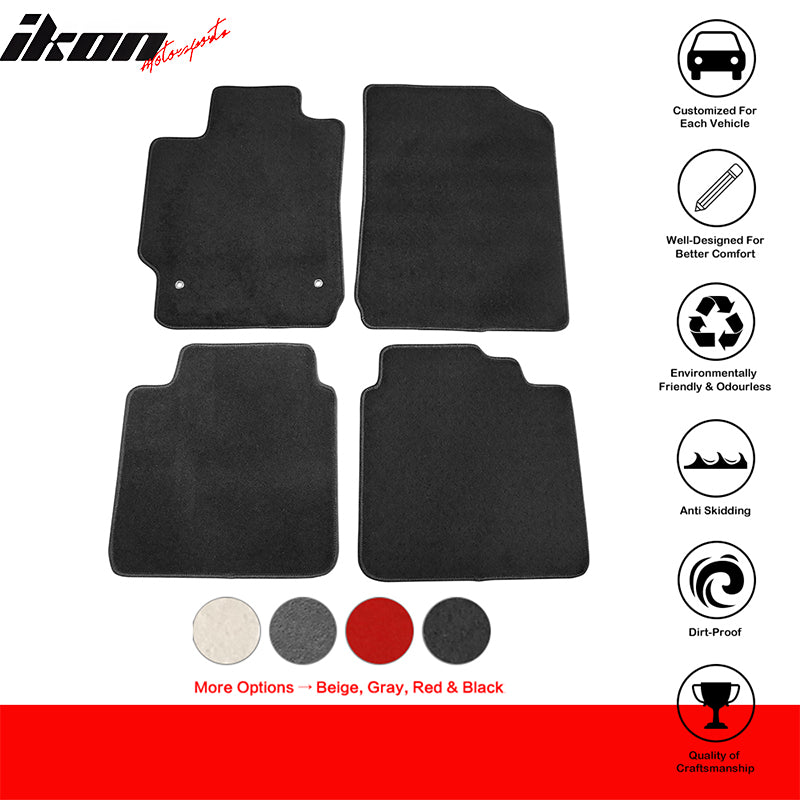 IKON MOTORSPORTS, Floor Mats Compatible With 2007-2011 Toyota Camry, Nylon Carpet Front & Rear 4PC Set, 2008 2009 2010