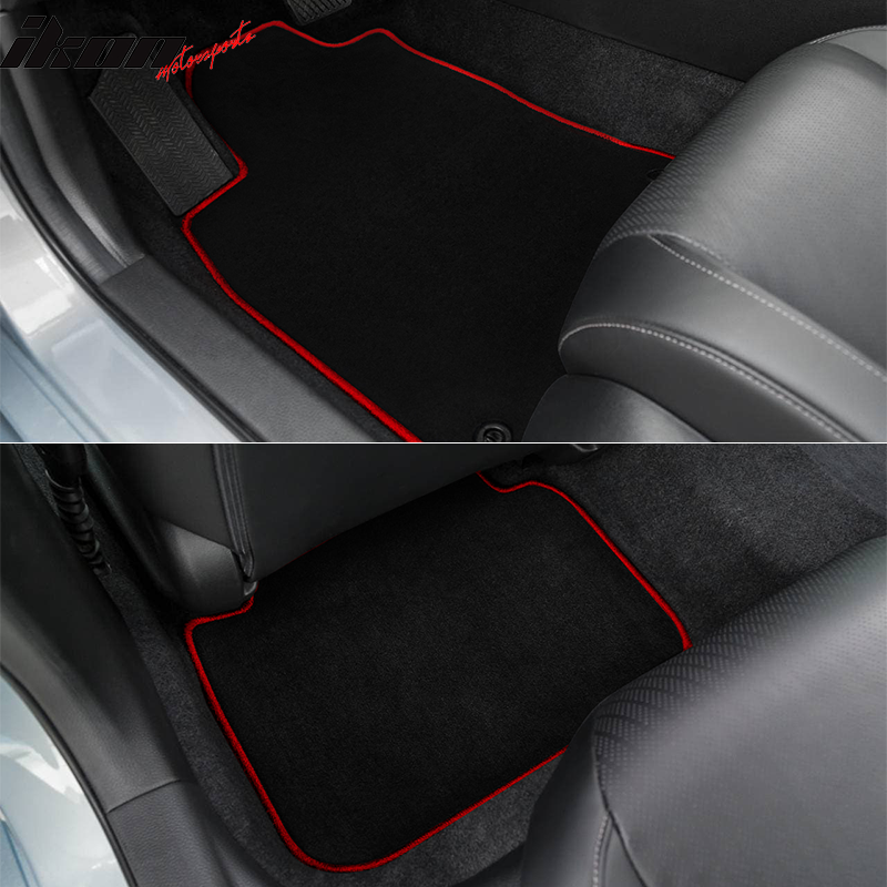 Fits 22-24 Honda Civic Nylon Floor Mats Carpet 4PC - Black&Beige&Gray&Black w/ Red