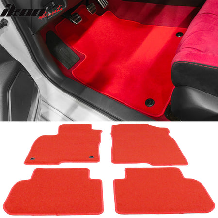 IKON MOTORSPORTS, Floor Mats Compatible With 2022-2024 Honda Civic, Nylon Flooring Protection Carpet Front & Rear 4PC Set