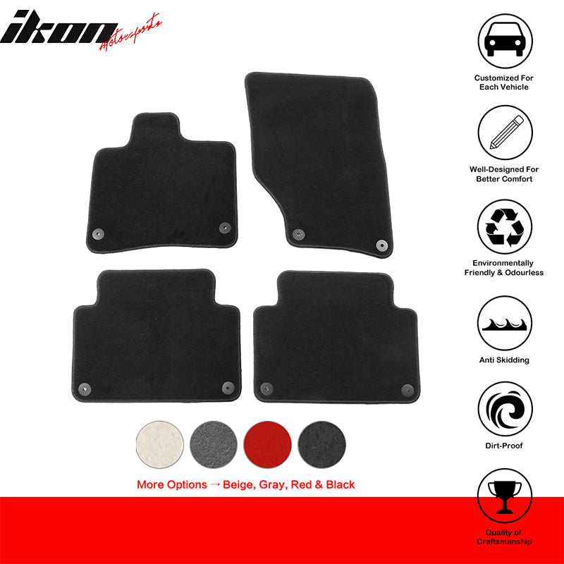 IKON MOTORSPORTS, Floor Mats Compatible With 2007-2015 Audi Q7, Nylon Car Carpets Liner 4PC