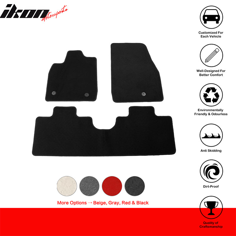 IKON MOTORSPORTS, Floor Mats Compatible With 2021-2023 Ford Mustang Mach-E, Nylon Car Auto Front Rear Carpets Liner 3PC