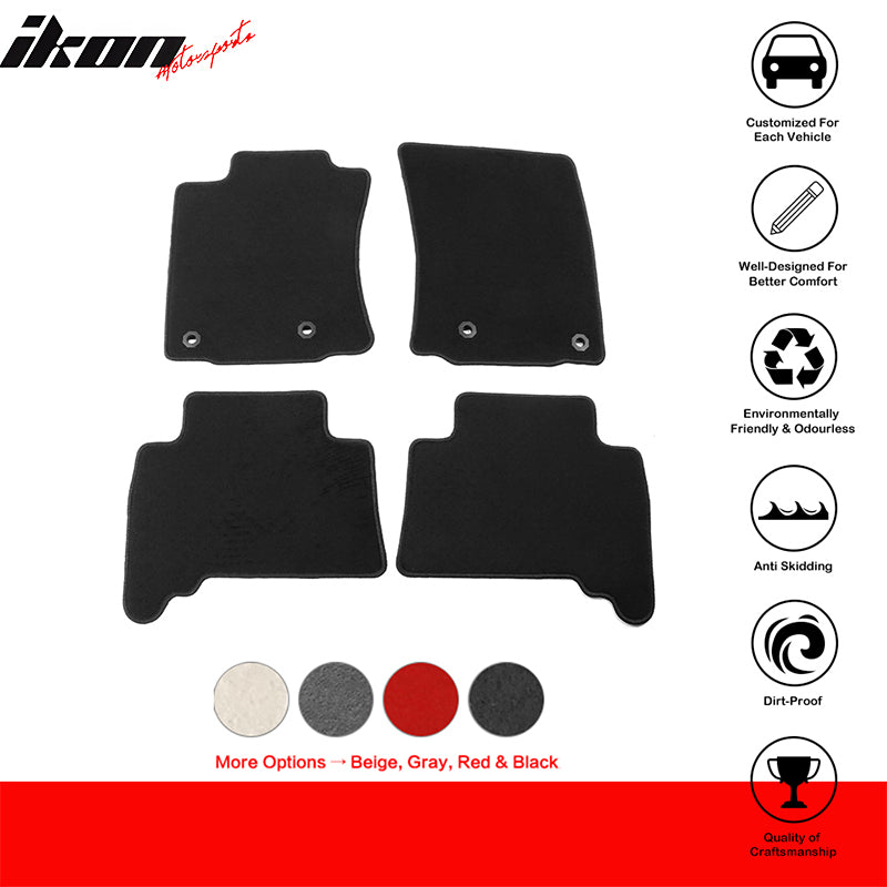 IKON MOTORSPORTS, Floor Mats Compatible With 2010-2023 Toyota 4Runner, Nylon Car Auto Front Rear Carpets Liner 4PC