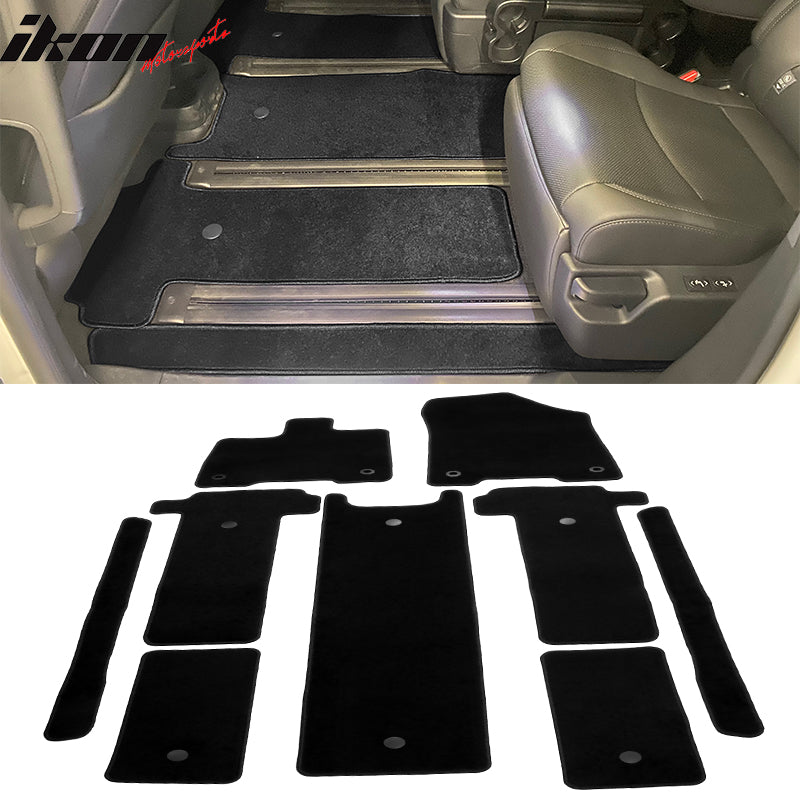 IKON MOTORSPORTS, Floor Mats Compatible With 2021-2024 Toyota Sienna, Nylon Car Auto Front Rear Carpets Liner 9PC Set