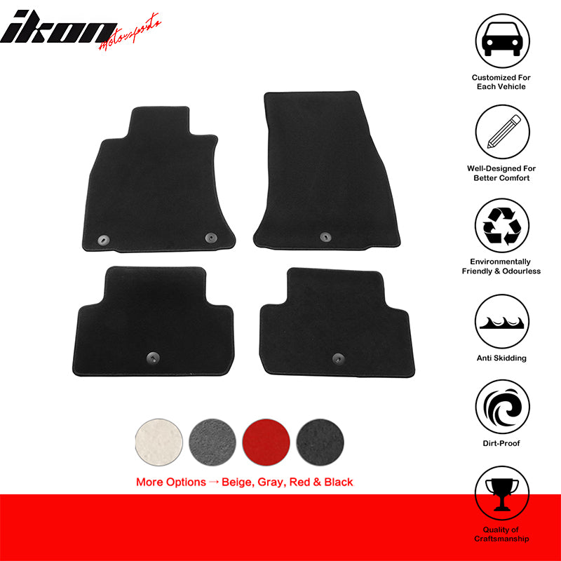 IKON MOTORSPORTS, Floor Mats Compatible With 2019-2023 Genesis G70, Nylon 1st 2nd Row Carpet Liners 4PCS Full Set, 2020 2021 2022