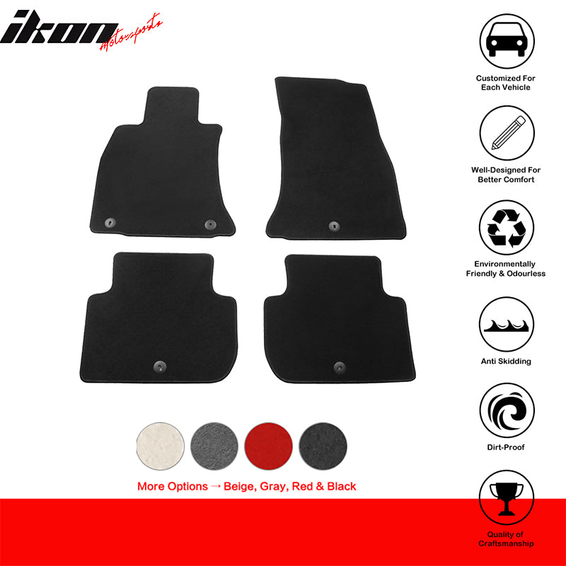 IKON MOTORSPORTS, Floor Mats Compatible With 2018-2023 Kia Stinger, Nylon Front & Back Row Carpet Liners 4PCS Full Set, 2019 2020 2021 2022