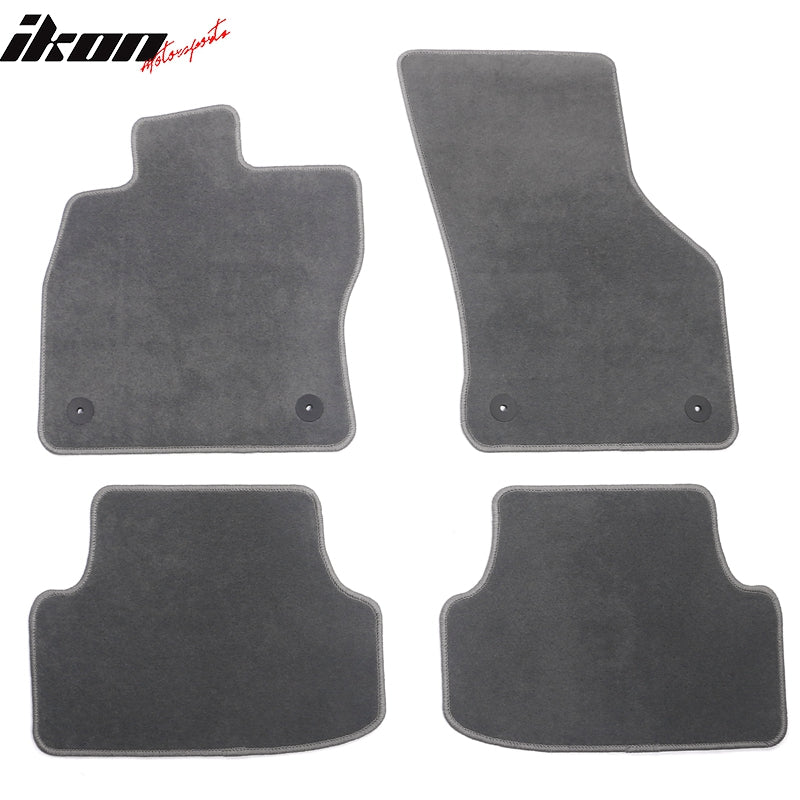 IKON MOTORSPRTS, Floor Mats Compatible With 2015-2023 Volkswagen GTI, Car Custom Nylon Gray/Grey Carpets Liner Protector Guard 1st 2nd Row Front Rear Protection 4PC, 2016 2017 2018 2019 2020