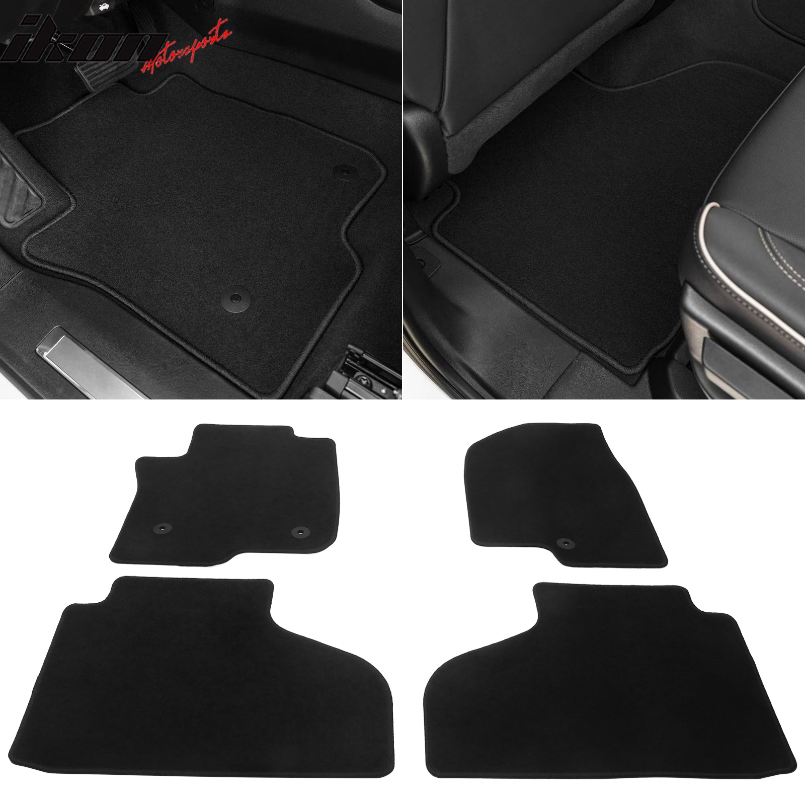 IKON MOTORSPORTS, Floor Mats Compatible With 2021-2023 Chevrolet Suburban Tahoe GMC Yukon, Front & Back Row Carpet Liners