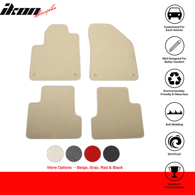 IKON MOTORSPORTS, Nylon Car Floor Mats Compatible with 2014-2023 Jeep Cherokee 4DR, OE Style Full Set