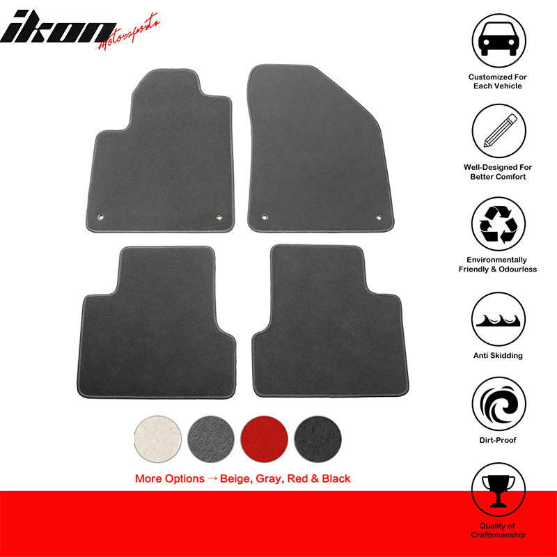 IKON MOTORSPORTS, Nylon Car Floor Mats Compatible with 2014-2023 Jeep Cherokee 4DR, OE Style Full Set