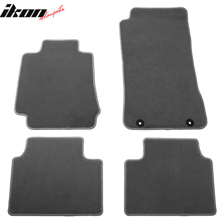 IKON MOTORSPORTS, Nylon Car Floor Mats Compatible with 2017-2024 Alfa Romeo Giulia 4DR, OE Style Gray/Grey Driver Passenger Car Carpets, Front Rear 4PCS Full Set