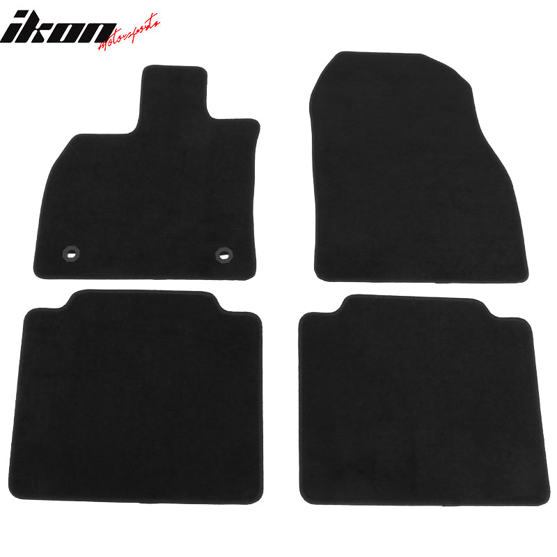 IKON MOTORSPORTS, Nylon Car Floor Mats Compatible with 2023-2024 Toyota bZ4X & Subaru Solterra, Black Driver Passenger Car Carpets, Front Rear 4PCS Full Set